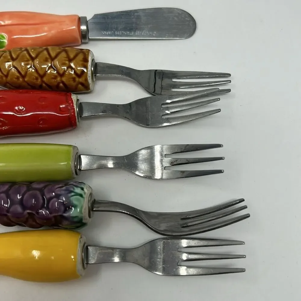 Vintage Appetizer Cheese Forks & Spreader Knife (6 Piece)